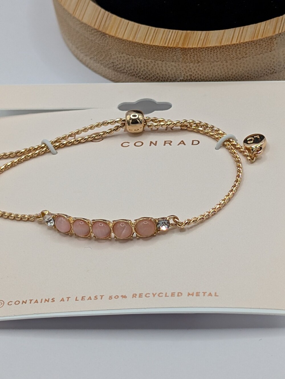 LC Lauren Conrad Gold-Tone Pink Stone Adjustable Bracelet